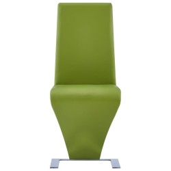 Chaises à manger avec forme de zigzag lot de 2 vert similicuir 