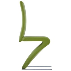 Chaises à manger avec forme de zigzag lot de 2 vert similicuir 