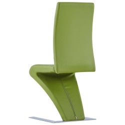 Chaises à manger avec forme de zigzag lot de 2 vert similicuir 