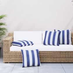 Coussins décoratifs lot de 4 Rayures bleues et blanches 60x60cm 