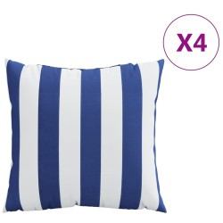 Coussins décoratifs lot de 4 Rayures bleues et blanches 60x60cm 