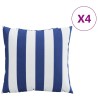 Coussins décoratifs lot de 4 Rayures bleues et blanches 60x60cm 