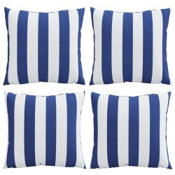 Coussins décoratifs lot de 4 Rayures bleues et blanches 60x60cm 