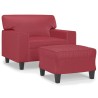 Fauteuil avec repose-pied Rouge bordeaux 60 cm Similicuir 