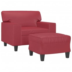 Fauteuil avec repose-pied Rouge bordeaux 60 cm Similicuir 