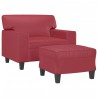 Fauteuil avec repose-pied Rouge bordeaux 60 cm Similicuir 