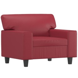 Fauteuil avec repose-pied Rouge bordeaux 60 cm Similicuir 