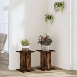 Supports pour plantes 2 pcs chêne fumé bois d'ingénierie 