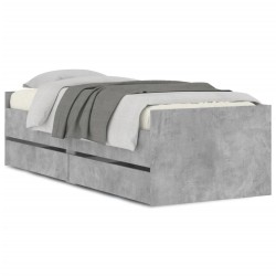 Cadre de lit avec tiroirs sans matelas gris béton 100x200 cm 