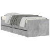 Cadre de lit avec tiroirs sans matelas gris béton 100x200 cm 