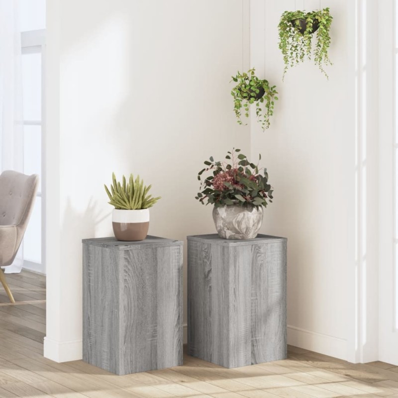 Supports pour plantes 2 pcs gris sonoma bois d'ingénierie 