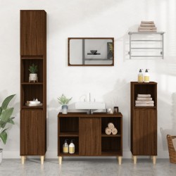Ensemble de meubles de salle de bain 3 pcs Chêne marron 