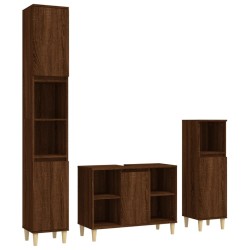 Ensemble de meubles de salle de bain 3 pcs Chêne marron 