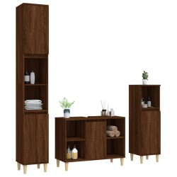 Ensemble de meubles de salle de bain 3 pcs Chêne marron 