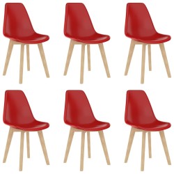 Chaises à manger lot de 6 rouge plastique 
