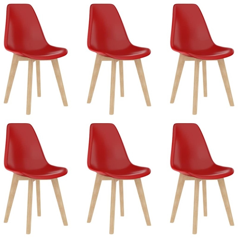 Chaises à manger lot de 6 rouge plastique Chaises à manger lot de 6 rouge plastique
