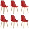 Chaises à manger lot de 6 rouge plastique 