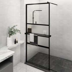 Paroi de douche avec étagère Noir 90x195 cm Verre ESG&Aluminium 