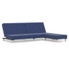 Canapé-lit à 2 places avec repose-pied Bleu Tissu 