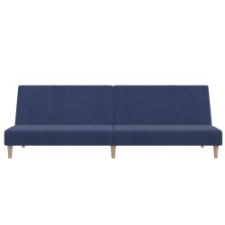 Canapé-lit à 2 places avec repose-pied Bleu Tissu 