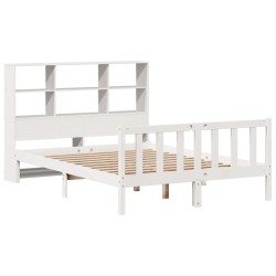 Lit bibliothèque sans matelas blanc 120x190 cm bois pin massif 