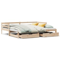 Lit de jour avec tiroirs sans matelas 90x200 cm bois massif 