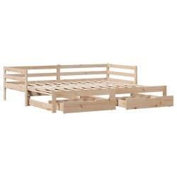 Lit de jour avec tiroirs sans matelas 90x200 cm bois massif 