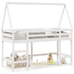 Lit superposé avec échelle et toit sans matelas blanc 90x190 cm 