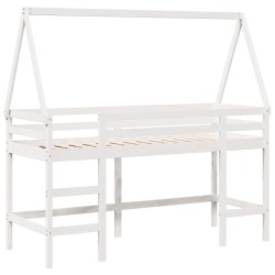 Lit superposé avec échelle et toit sans matelas blanc 90x190 cm 