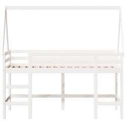Lit superposé avec échelle et toit sans matelas blanc 90x190 cm 