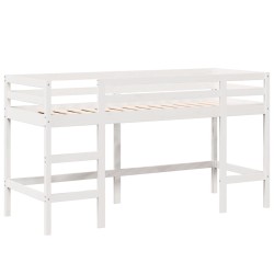 Lit superposé avec échelle et toit sans matelas blanc 90x190 cm 