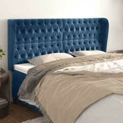 Tête de lit avec oreilles Bleu foncé 183x23x118/128 cm Velours 