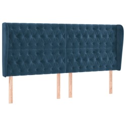 Tête de lit avec oreilles Bleu foncé 183x23x118/128 cm Velours 