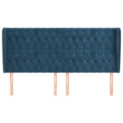 Tête de lit avec oreilles Bleu foncé 183x23x118/128 cm Velours 