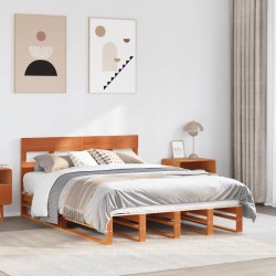 Cadre de lit sans matelas cire marron 120x190cm bois pin massif 