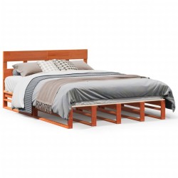 Cadre de lit sans matelas cire marron 120x190cm bois pin massif 