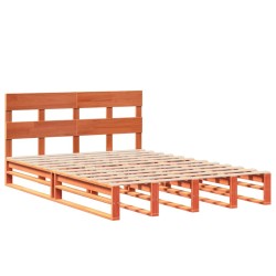 Cadre de lit sans matelas cire marron 120x190cm bois pin massif 