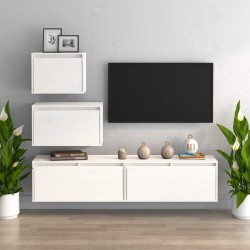 Meubles TV 4 pcs Blanc Bois massif de pin 
