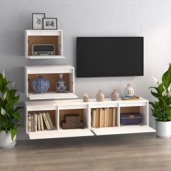 Meubles TV 4 pcs Blanc Bois massif de pin 