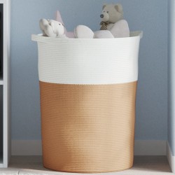 Panier de rangement marron et blanc Ø49x65 cm coton 