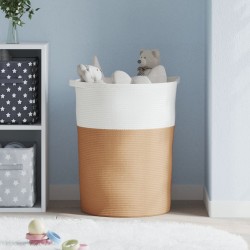 Panier de rangement marron et blanc Ø49x65 cm coton 