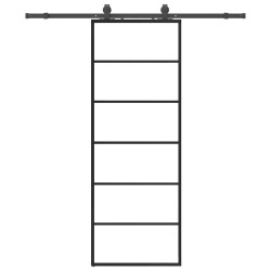 Porte coulissante kit de quincaillerie noir 76x205 cm verre ESG 