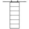 Porte coulissante kit de quincaillerie noir 76x205 cm verre ESG 