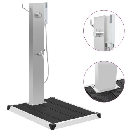 Douche d'extérieur avec receveur de douche WPC Acier inoxydable 