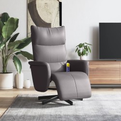 Fauteuil inclinable de massage repose-pieds gris similicuir 