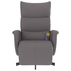 Fauteuil inclinable de massage repose-pieds gris similicuir 
