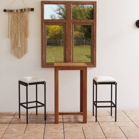 Ensemble de bar de jardin avec coussins 3 pcs Noir 