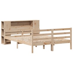Lit bibliothèque sans matelas 120x190 cm bois de pin massif 