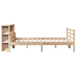 Lit bibliothèque sans matelas 120x190 cm bois de pin massif 