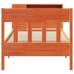 Lit bibliothèque sans matelas cire marron 90x200 cm pin massif 
